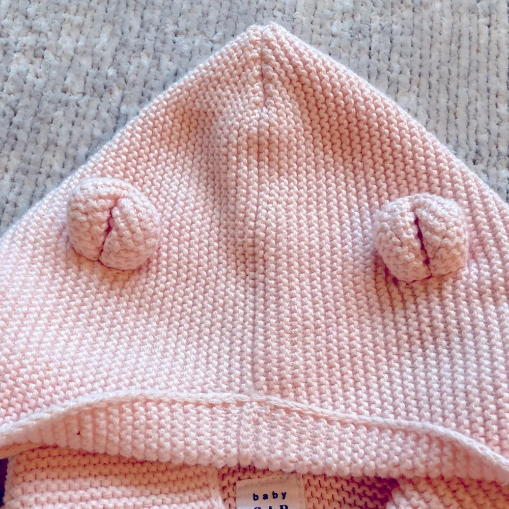 Baby‎ Gap pink knit hooded cardigan bear ears 6-12 months